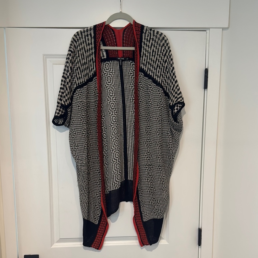 NIC+ZOE Black and Red Geometric Cardigan